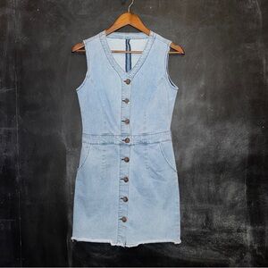Button-Down Denim Dress or Duster Women’s Size Small Sleeveless V-Neck Mini